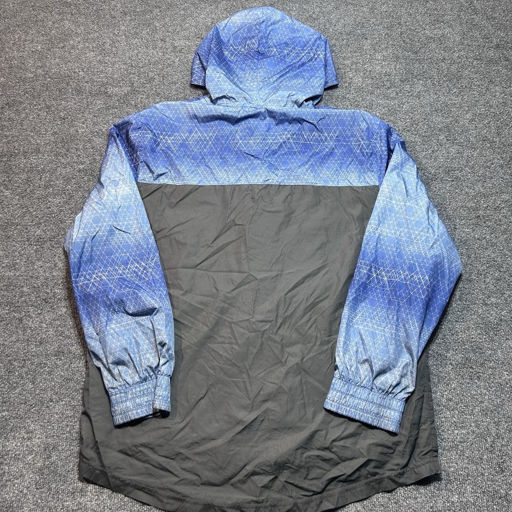 Everlast Sport Men's Large Blue Geometric Windbreaker Jacket Full Zip Hooded - Picture 9 of 11